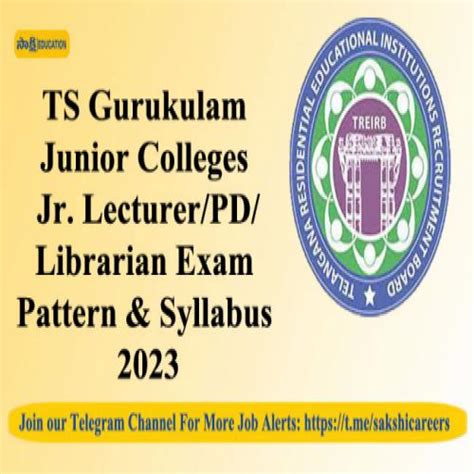 Ts Gurukulam Junior Colleges Jr Lecturer Pd Librarian Exam Pattern