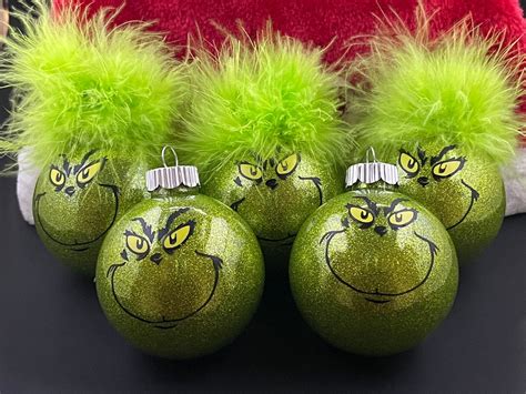 Grinch Inspired Glitter Christmas Ornament Grinch Bulb Etsy