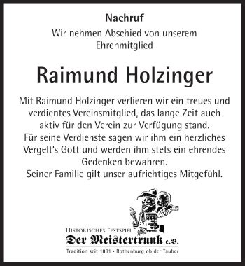 Traueranzeigen Von Raimund Holzinger Trauer Flz De