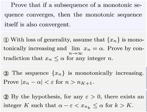 Solved Prove That If A Subsequence Of A Monotonic Sequence Chegg