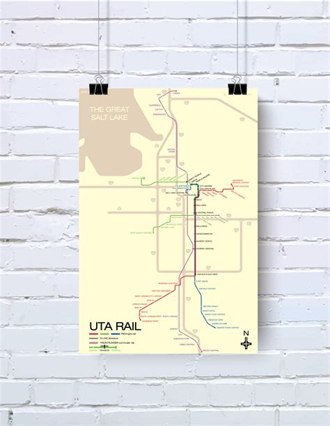 UTA TRAX Salt Lake City Light Rail System Map Original Art Poster Etsy