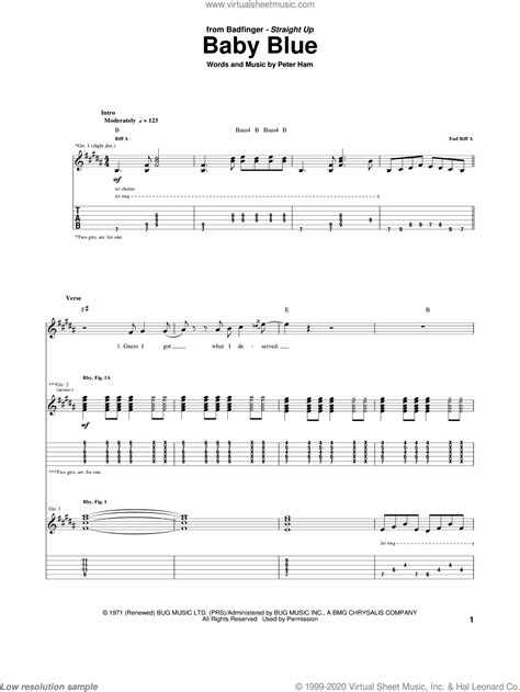 Badfinger Baby Blue Sheet Music For Guitar Tablature Pdf