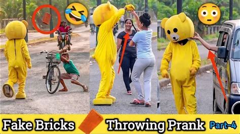 Teddy Bear Prank 😂 Fake Bricks Public Prank 😂 Wine Bittu Youtube