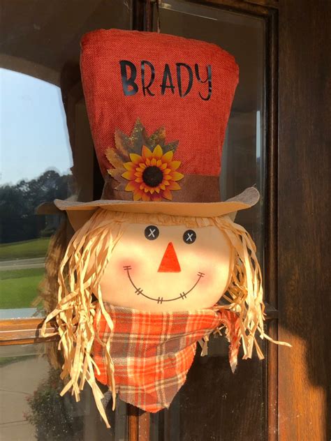 Personalized Fall Door Hanger Fall Door Hanger Scarecrow Etsy