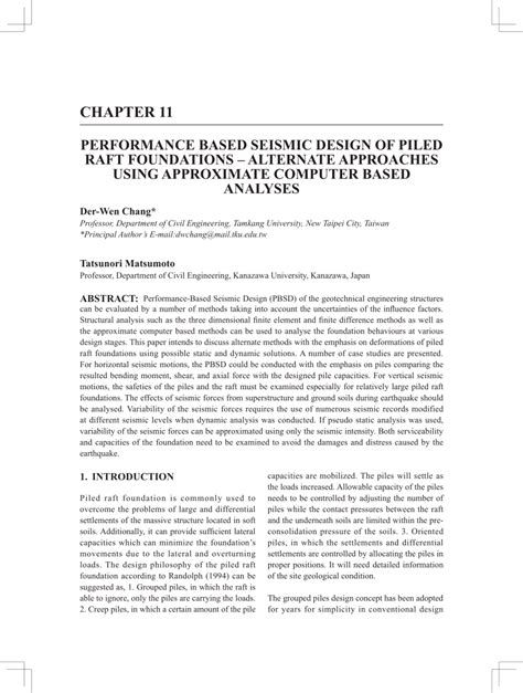 Pdf Performance Based Seismic Design Of Piled Raft Foundations Alternate Approaches Using