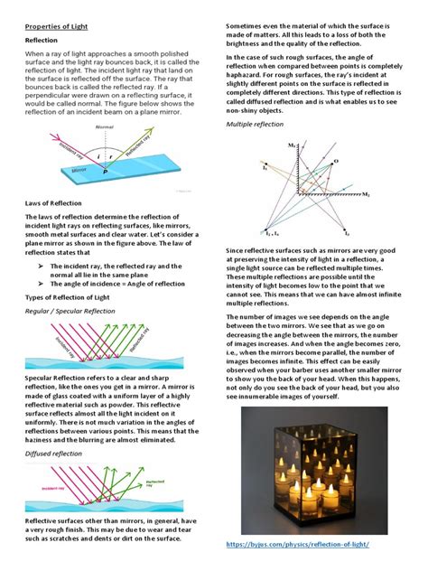 Properties of Light Handout 1 | Download Free PDF | Reflection (Physics ...