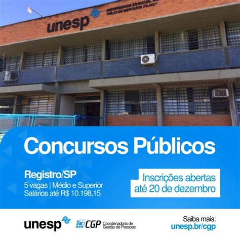 Concursos P Blicos Da Unesp Selecionam Servidores Para Registro