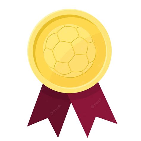 Premium Vector | Golden award medal with ribbons and soccer ball for ...