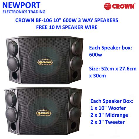 Crown Bf 106 10 3 Way 5 Speaker 600w Karaoke Speakers Black Lazada Ph