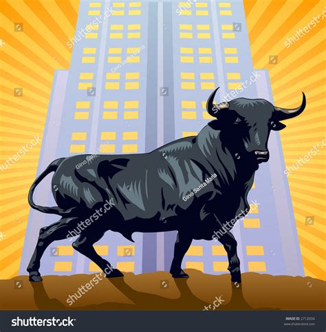 Bull Symbol Wall Street Over Building Stock Vector (Royalty Free ...