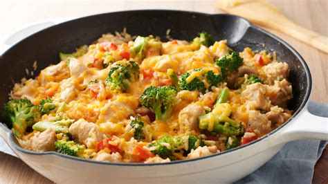 One Pot Cheesy Chicken Rice And Broccoli Recipe From