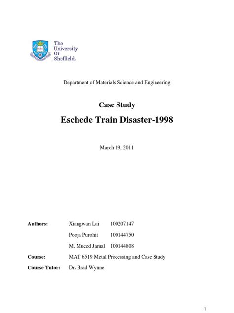 Case Study Eschede Train Disaster | PDF | Fatigue (Material ...