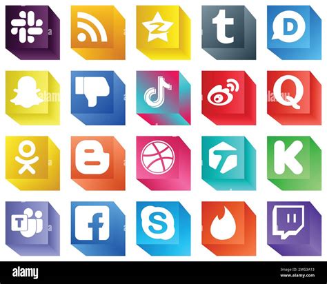 20 Modern 3D Social Media Icons Such As Sina Snapchat China And