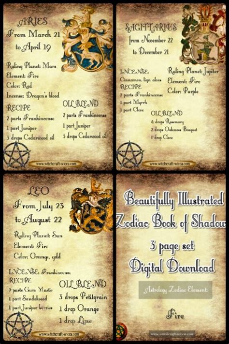 Book Of Shadows Printable 3 Pages Wicca The Element Fire Etsy