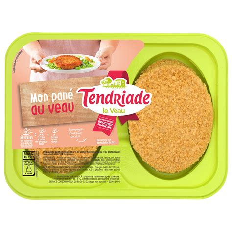 Panés de veau nature TENDRIADE la barquette de 4 400g à Prix Carrefour