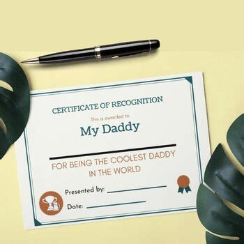 Free Printable Certificate for Daddy/Dad - Coolest daddy by kirsty Yiu