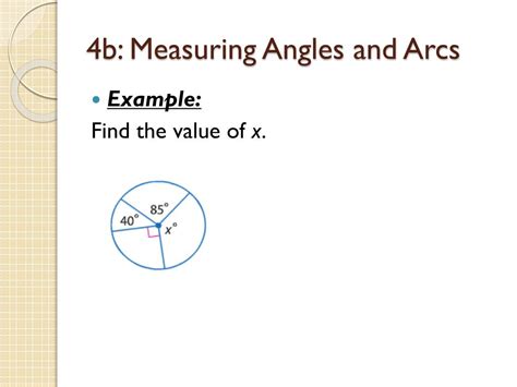 Ppt 4b Measuring Angles And Arcs Powerpoint Presentation Free