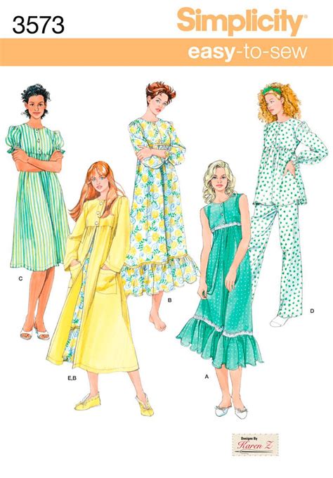 Womens Nightgown Pajama Sewing Pattern Simplicity Simplicity