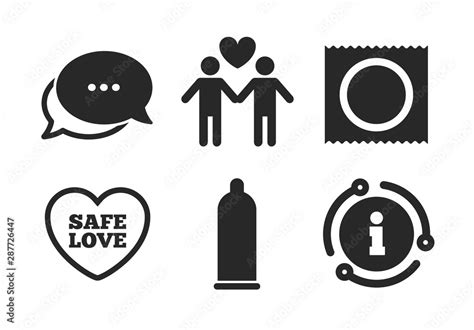 Lovers Gay Couple Signs Chat Info Sign Condom Safe Sex Icons Male