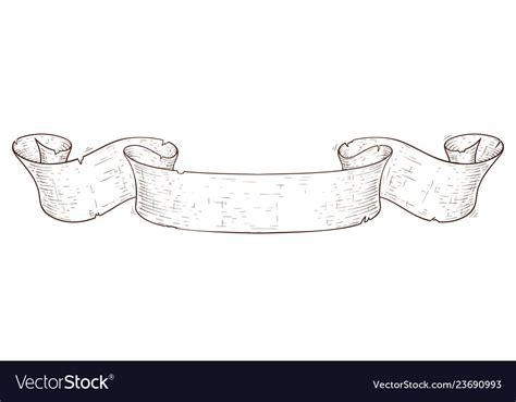 Ribbon scroll banner hand drawn sketch Royalty Free Vector