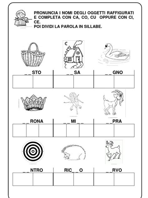 Esercizi Di Completamento Di Parole Autodettato E Divisione In Sillabe