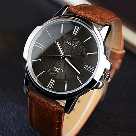 Newest YAZOLE Mens Watches Top Brand Luxury Blue Glass Watch Men Watch Waterproof Leather Roman ...