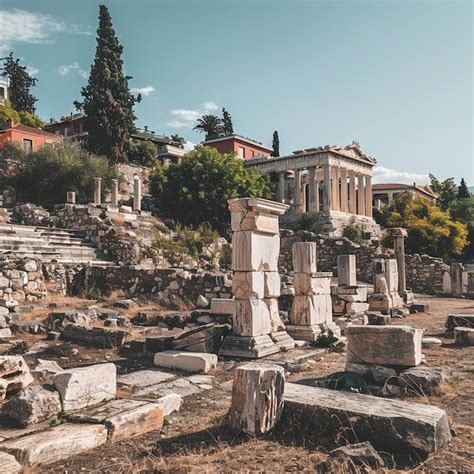 Explorando Las Ruinas De La Antigua Gora En Atenas Imagen Premium