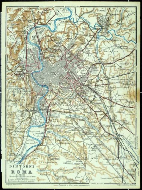 DINTORNI DI ROMA alter Stadtplan mappa della città vecchia datiert