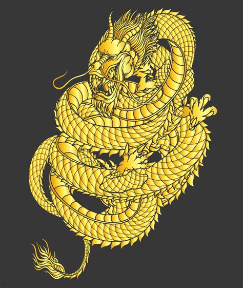 Gold japanese dragon illustration design 14176741 Vector Art at Vecteezy