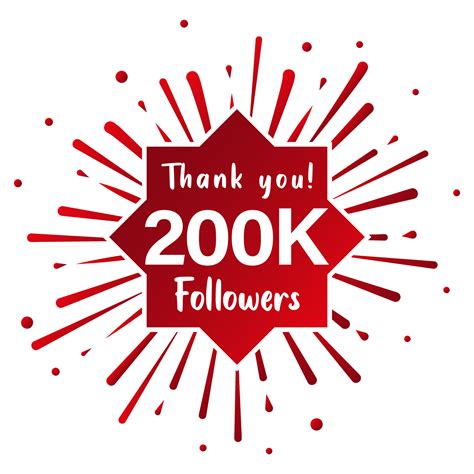 Thank You 200000 Followers Social Media Concept 200k Followers Celebration Template Vector