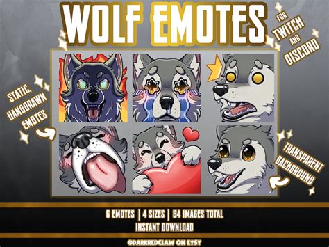 Grey Wolf Emotes Wolf Emote Pack 6 Static Emotes For Streamers Twitch