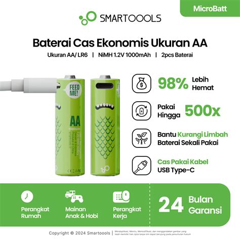 Jual Baterai Cas Isi Ulang Pcs Smartoools Microbatt Aa V Micro Usb