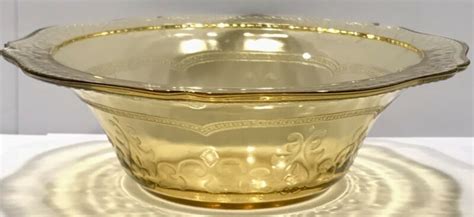 Vintage Amber Depression Glass Patrician Spoke Large Berry Bowl