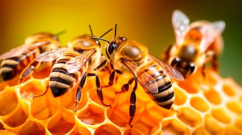 Premium Ai Image Honey Bees Working In Bee Hive Generative Ai