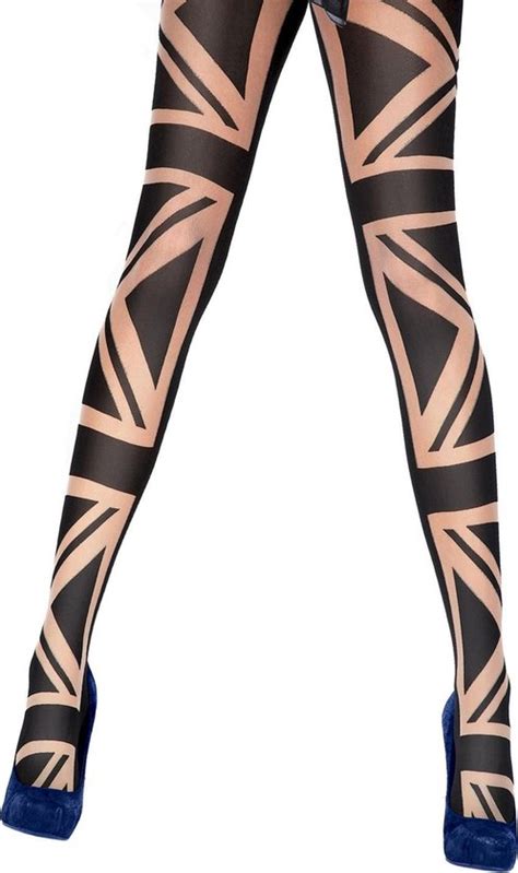 Aristoc Panty Fashion Britisch Flag S M Nude Zwart Bol