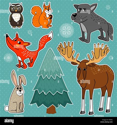 winter forest animals Stock Vector Image & Art - Alamy