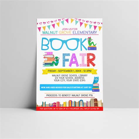 Editable Book Fair Flyer Template Colorful School Fundraiser - Etsy