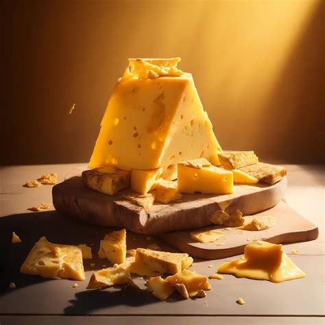 Premium AI Image | a pile of cheese and crackers with cheese and ...