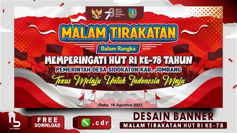 Desain Banner Malam Tirakatan 17 Agustus 2023 Spanduk Hut Ri Free Cdr