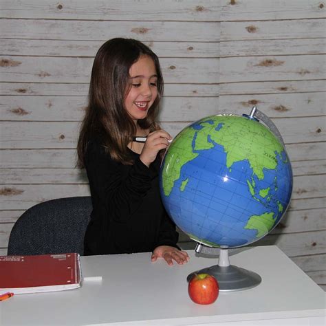 Geographer 12″ Write And Erase Globe For Kids Blue Desk Replogle Globes