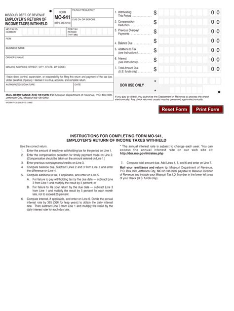 Mo 941 Form Fill Out And Sign Printable Pdf Template Airslate Signnow