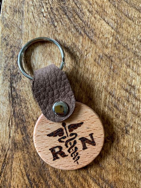 Nurse Keychain Nurse T Custom Wood Burn Handmade Doctor Wood Leather