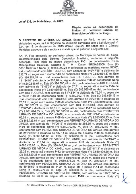 Lei nº 336 2022 Dispõe sobre as descrições de limites do perimetro