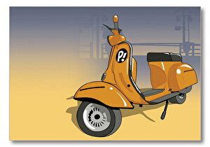 Cakatablo Turuncu Vespa Motorsiklet Mdf Ahşap Tablo 50x70 cm Koçtaş