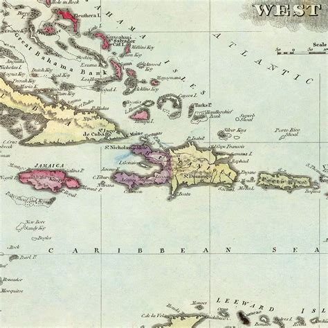 Vintage Map Of West Indies 1823 By Teds Vintage Art