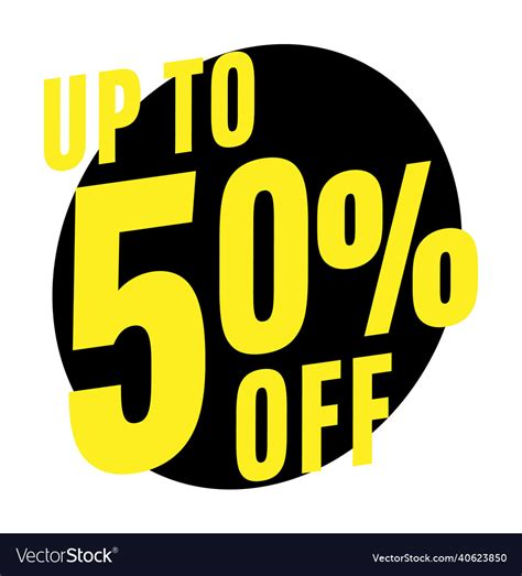 Up to 50 percent off discount sale sticker Vector Image