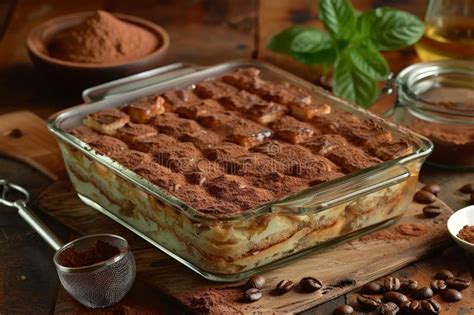 Classic Italian Tiramisu With Coffee Soaked Ladyfingers And Mascarpone