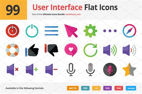 99 User Interface Flat Icons Icons Creative Market