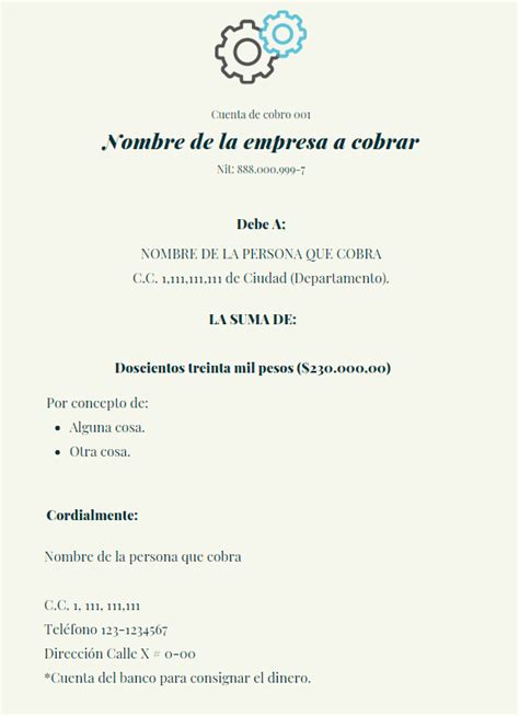 Formato Cuenta De Cobro Word Y PDF Para Descargar