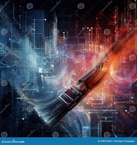 Abstract Painting Brush And Digital Wallpaper Stock Photo Image Of